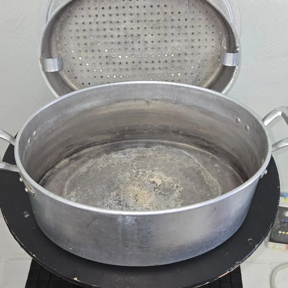 Aluminum, 3 Pc Set, 6 Quart, Cooker/ Steamer Made in Italy. Preowned, Shows wear - Picture 3 of 5